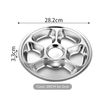 6 Portion Stainless Steel Plate