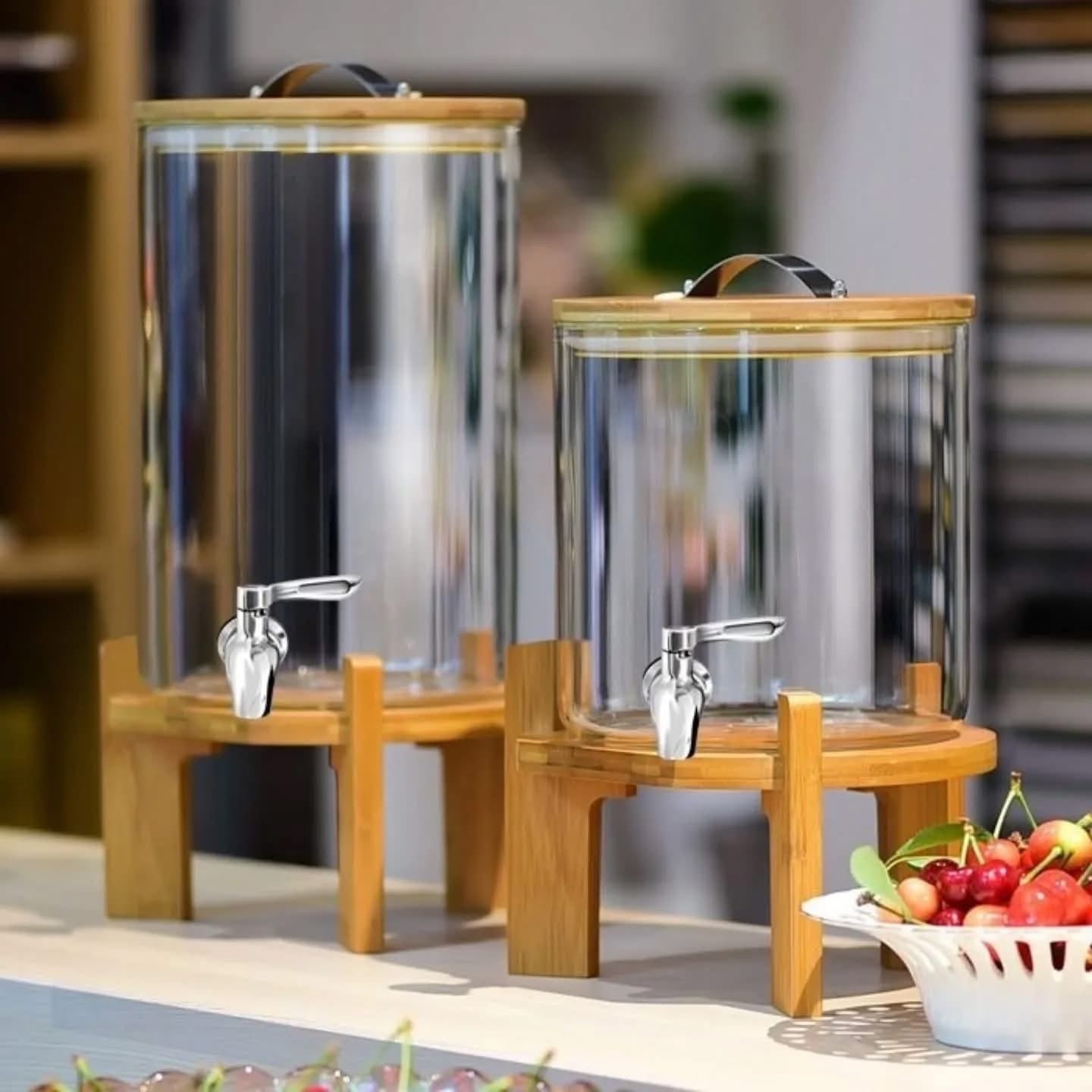 Glass Beverage Dispenser with Stand