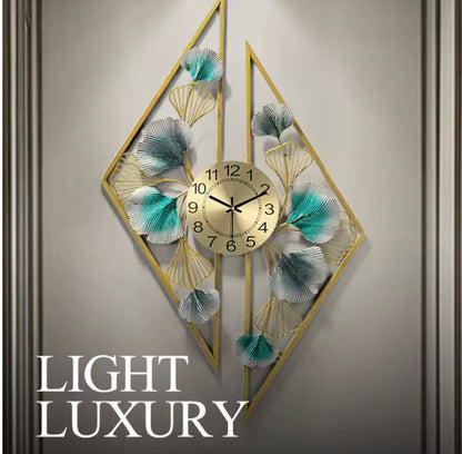 Golden Leaf Metal Wall Clock