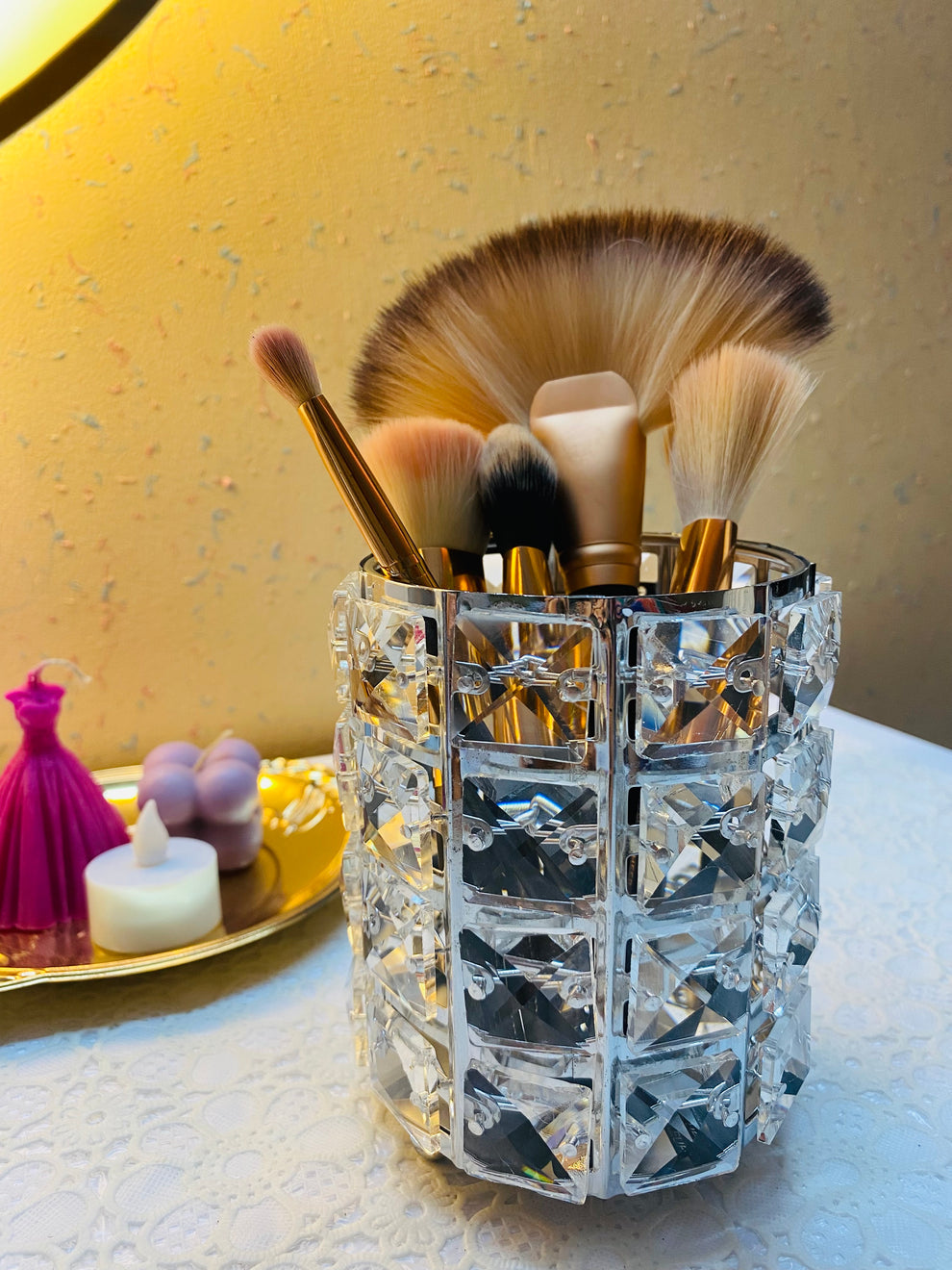 Crystal Metal Brushes Holder