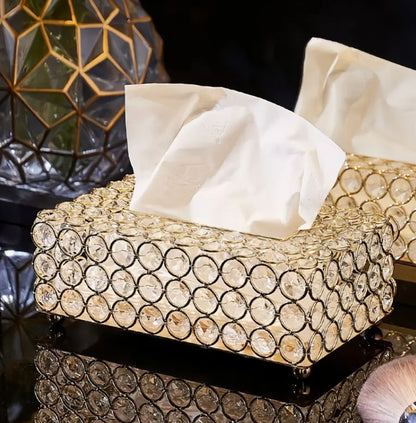 Metal Round Crystal Tissue Box