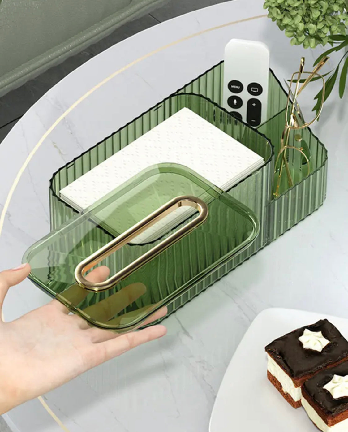 Multifunctional 2 in 1 Acrylic Tissue Box with Holder