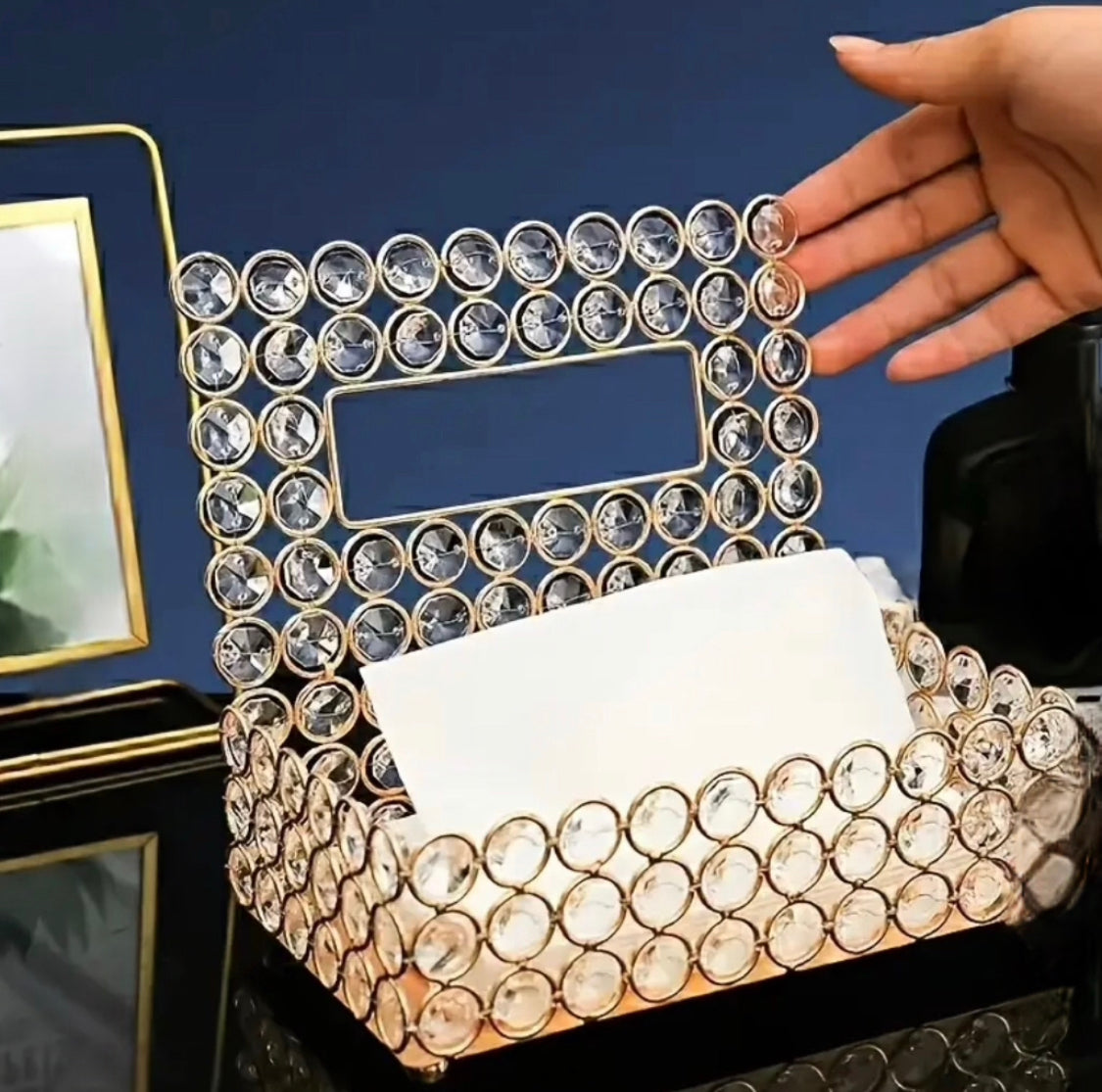 Metal Round Crystal Tissue Box