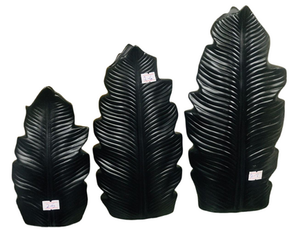 3pc Leave Style Flower Vase Black colour