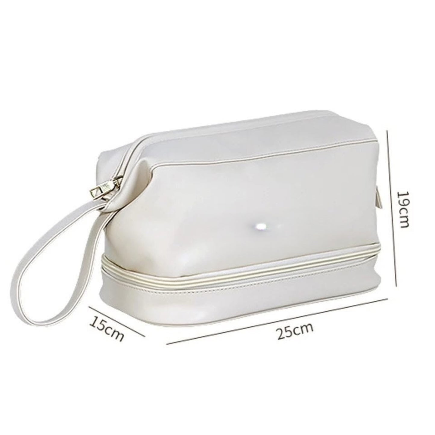 Double Zip Leather Makeup Bag