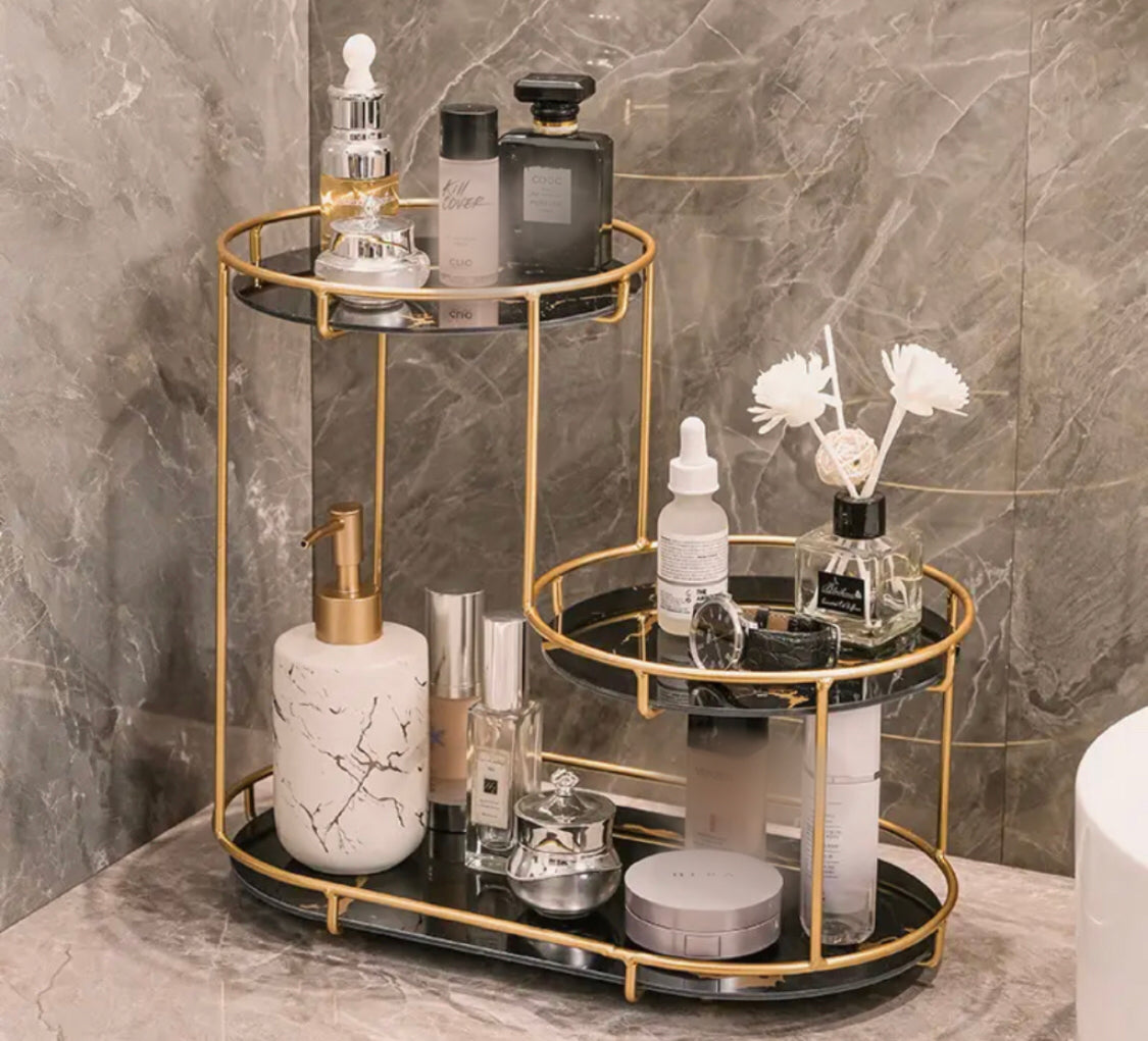 3 Layer Marble Cosmetic Makeup Organizer Rack