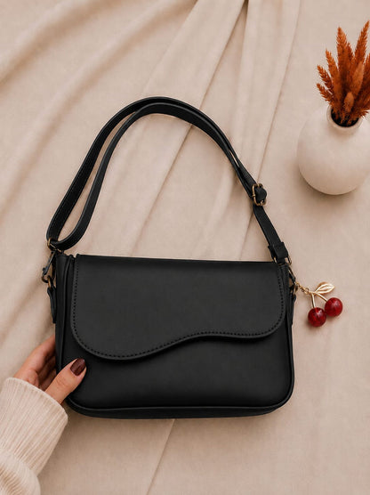 Girls Shoulder Bag with Cherry Keychain