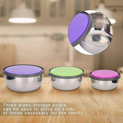 3 Pcs Stainless Steel Bowls Set