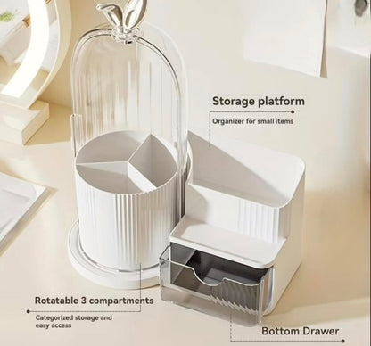Rotating Brush Holder with Drawer Organizer