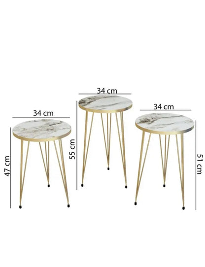 3 Pcs Black Round Table Set