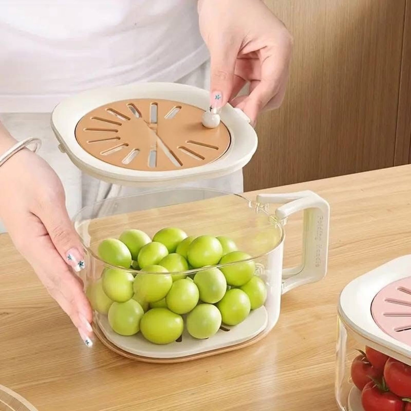 Acrylic Drainer Basket with Foldable Handle