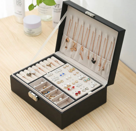 Double Layer Leather Jewellery Box