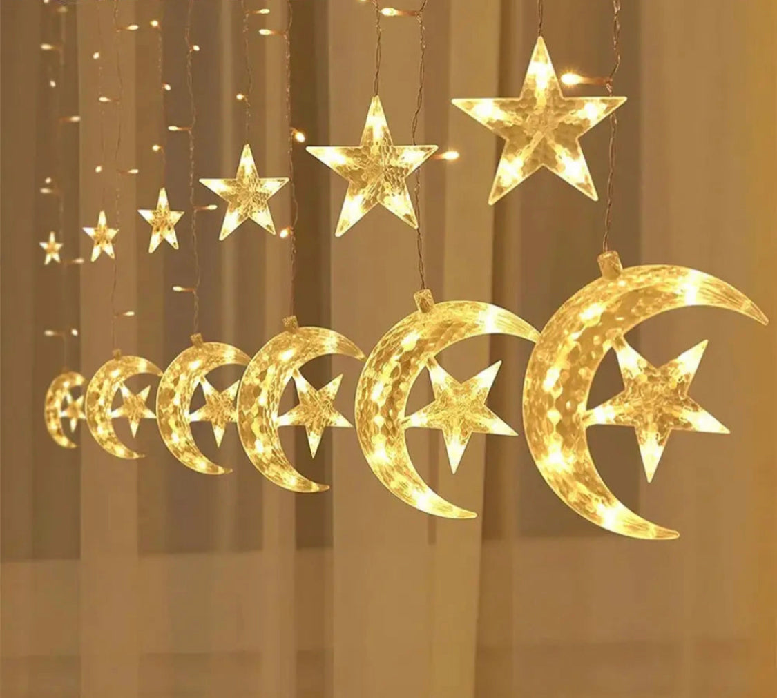 10 ft Moon and Stars Curtain Fairylights