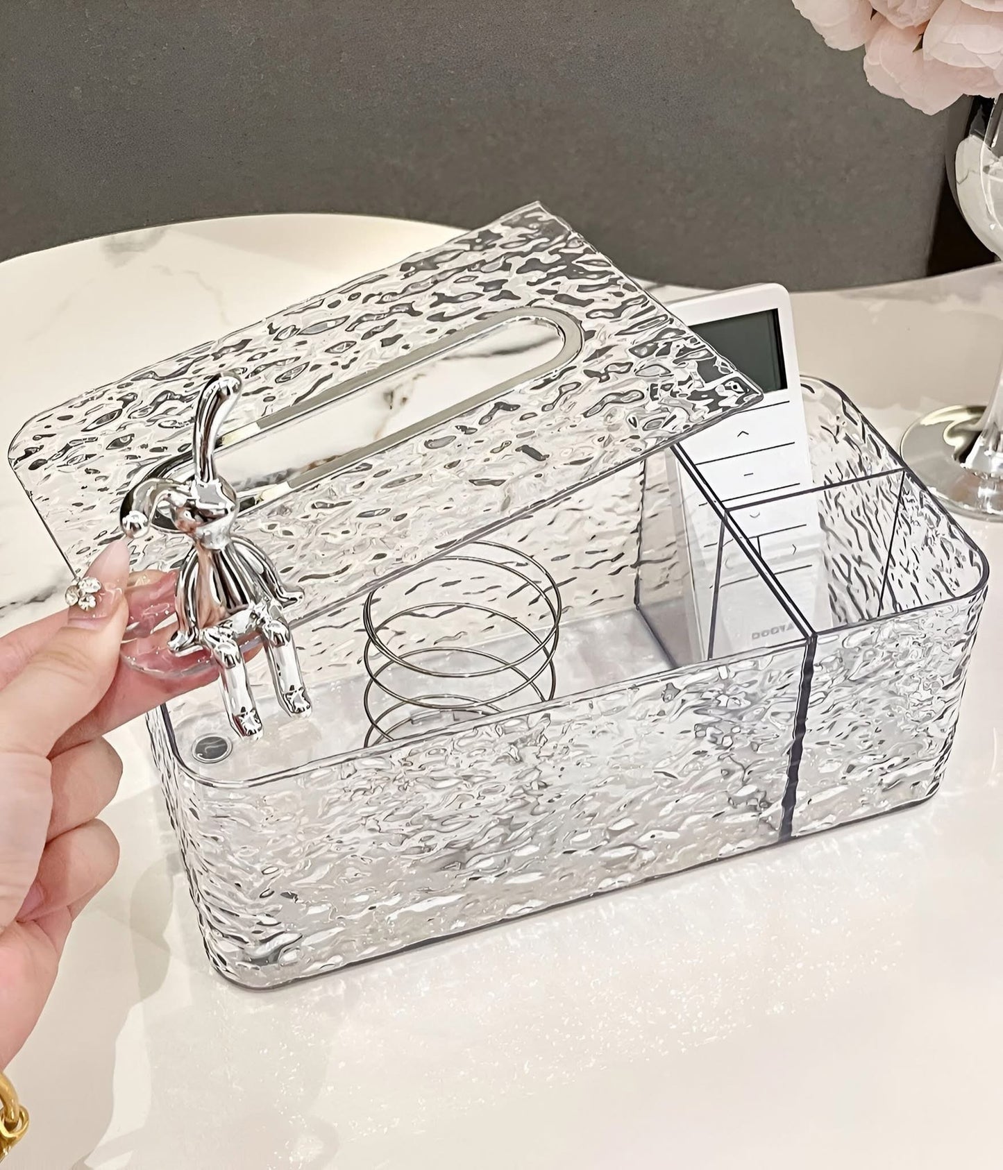 Glacier Tissue Box with Storage Holder