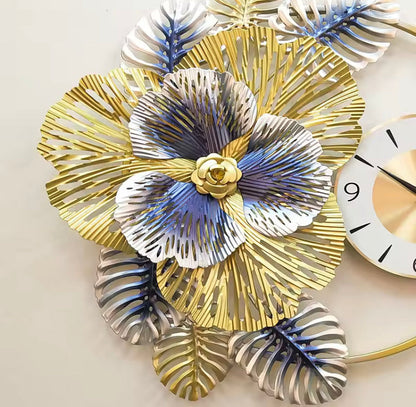 Metal Golden Wall Clock for Home Decor