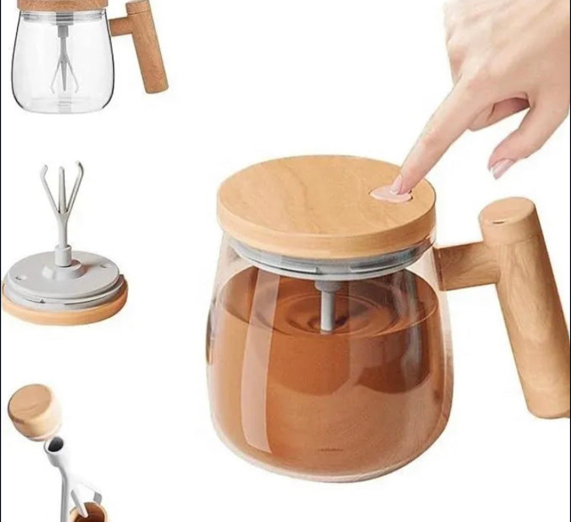 400ml Automatic Self Stirring Coffee Glass Cup with Lid