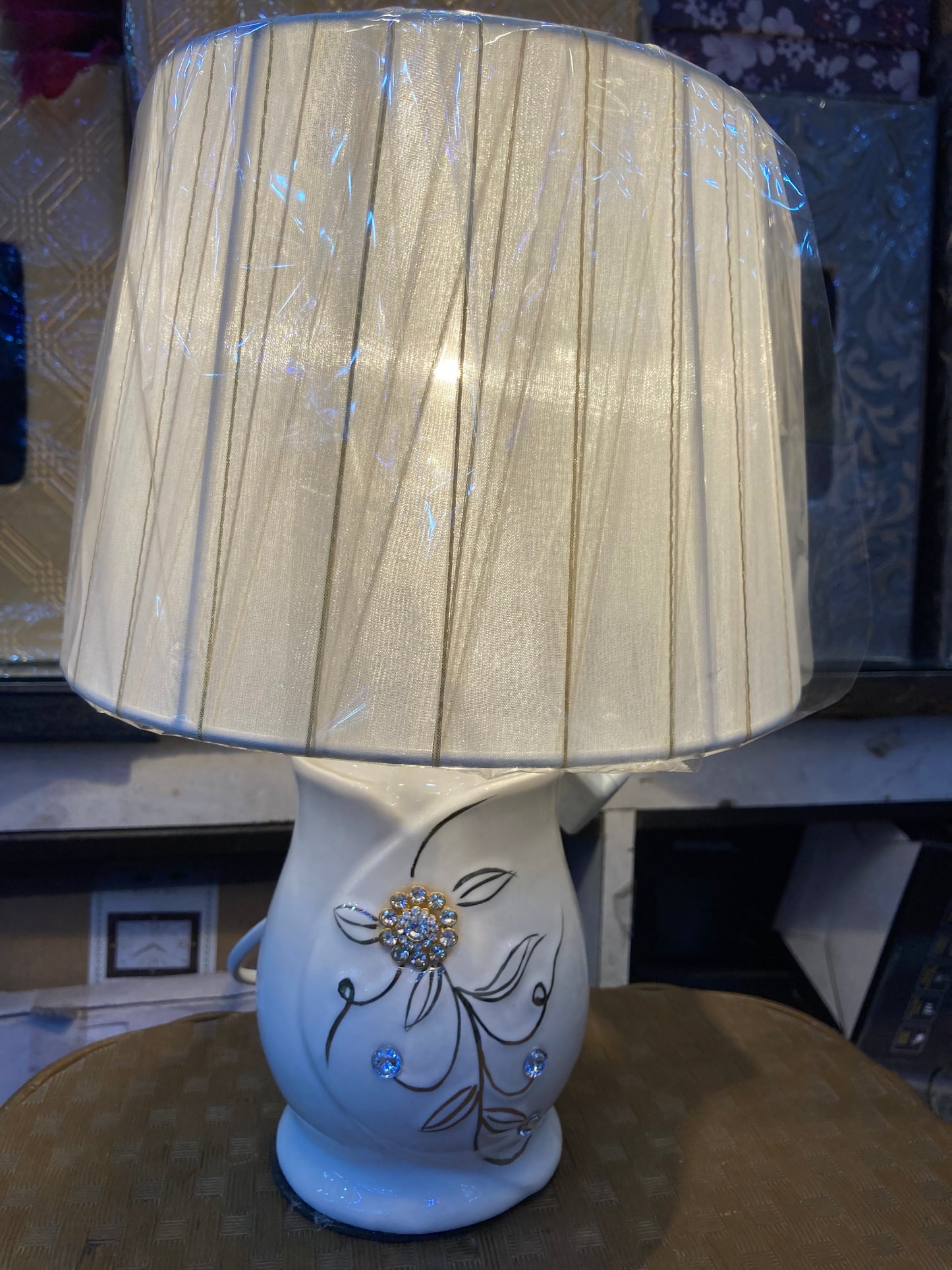 Side Table Ceramic Lamp Pair