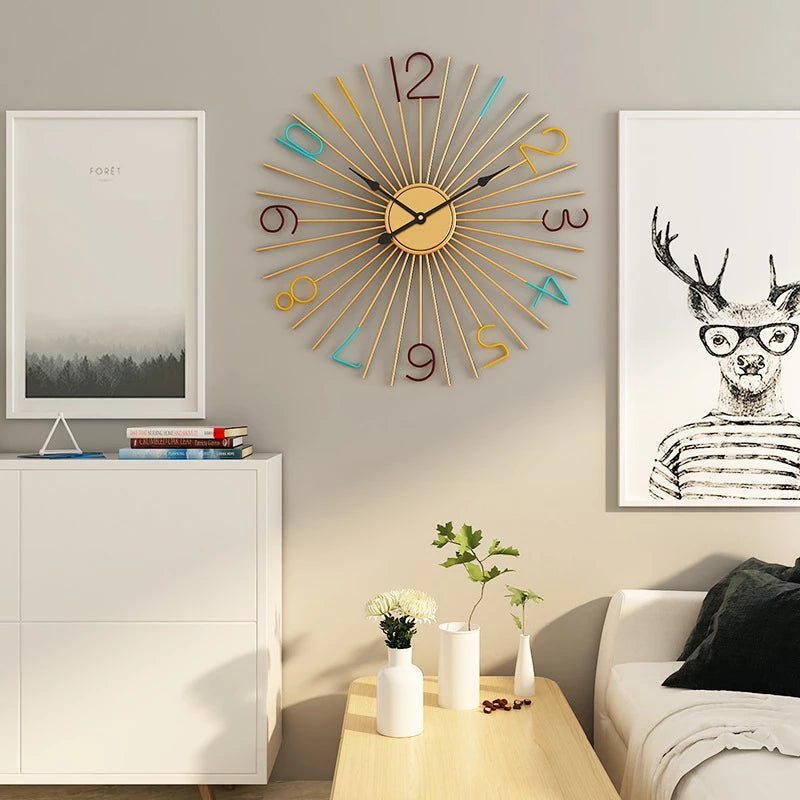 Golden Colourful Digit Wall Clock