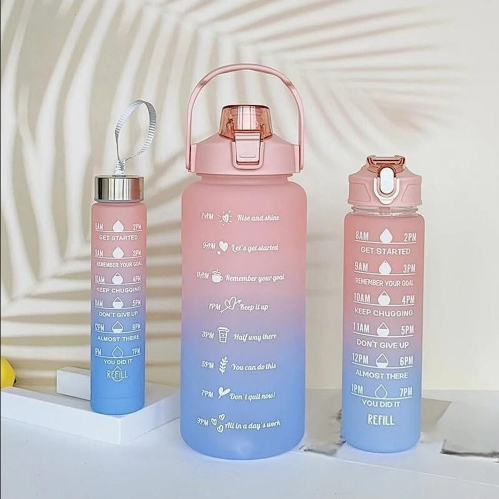 3 Pcs Double Shade Water Bottles Set