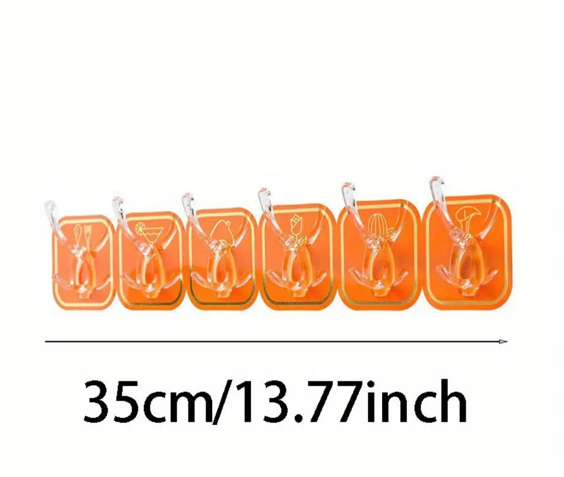 Wall-Adhesive 6 Hooks Set