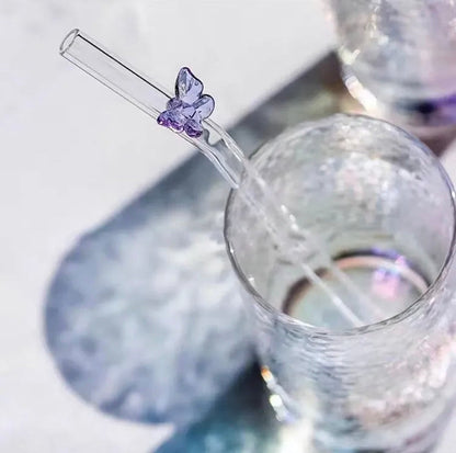 Pack of Butterfly Glass Drinking Straw