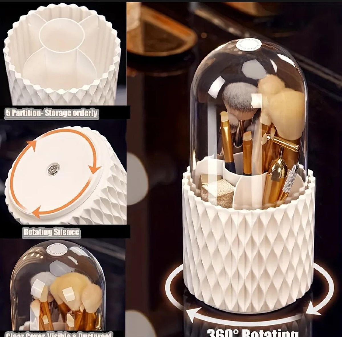 Rotating Diamond Design Brush Holder