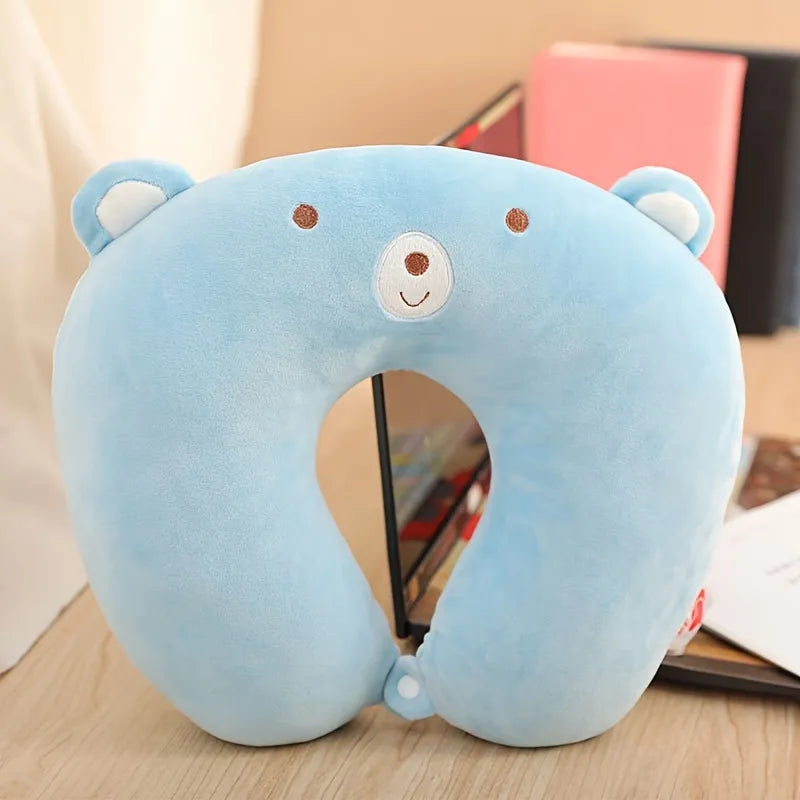 Blue Bear Neck Pillow with Sleeping Eye Mask