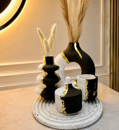 5 Pcs Brown Donut Vase Decor Set