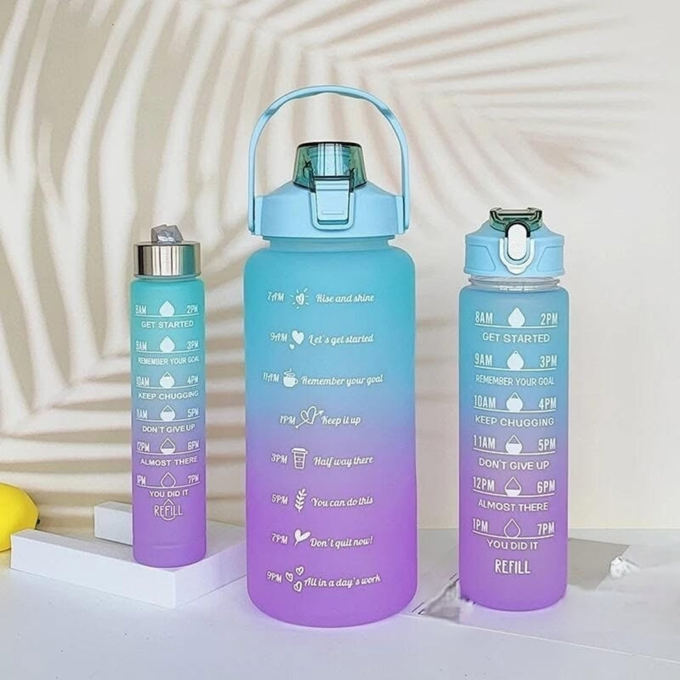 3 Pcs Double Shade Water Bottles Set