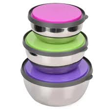 Stainless Steel Colourful 3 pcs Bowl Set