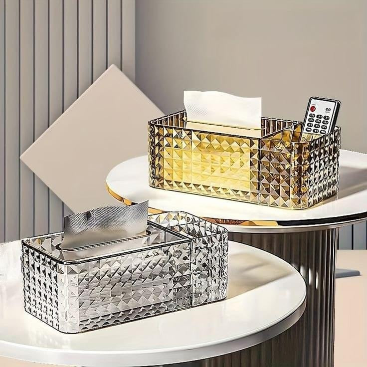 Acrylic 2 in 1 Tissue Box and Storage Organizer