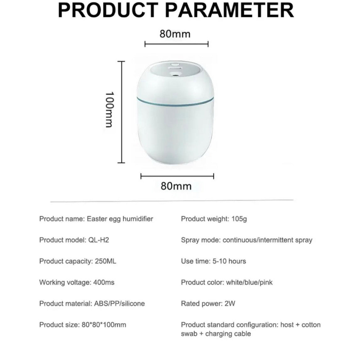 250ml Portable Air Humidifier Diffuser