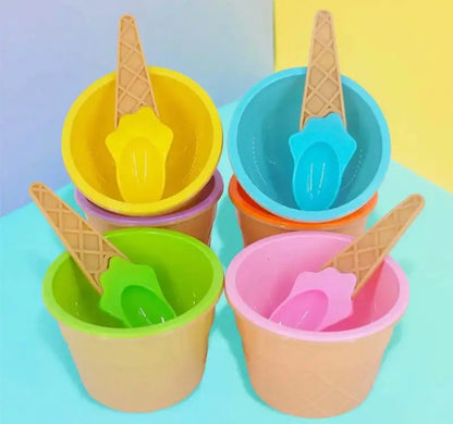 4 Pcs Icecream Bowl Set with Spoons