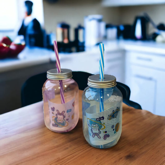 Plastic Mason Jar with Straw