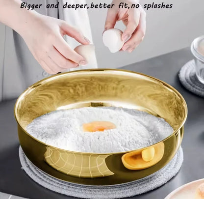 Multipurpose Golden Steel Bowl with Lid