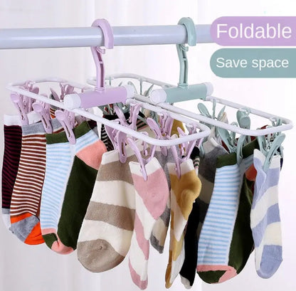 12 Clips Foldable Clothes Drying Hanger