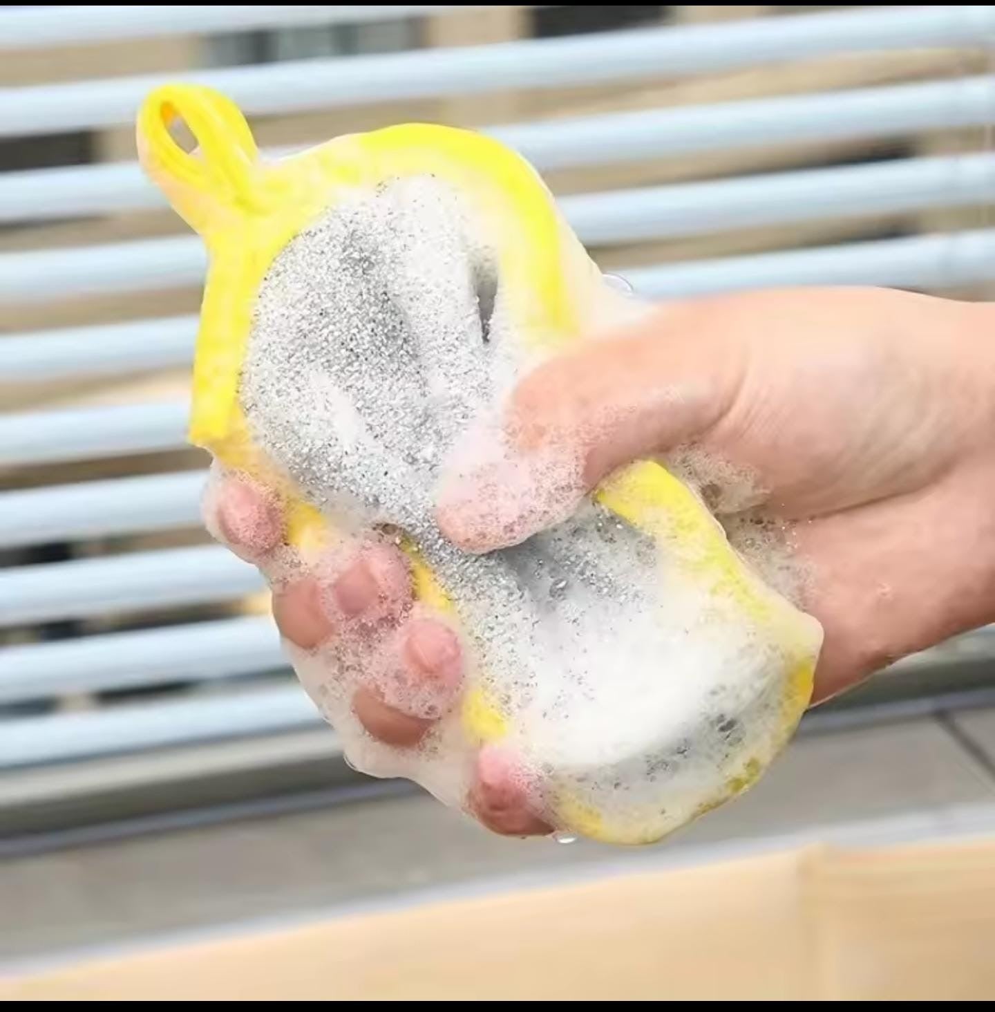 2 Pcs Round Doubleside Dishwash Sponge