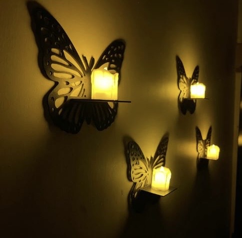 Wooden Butterfly Wall Candle Holder (6x8 inch)