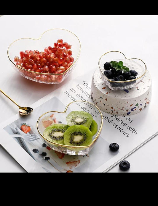 3 Pcs Heart Shape Acrylic Bowl Set