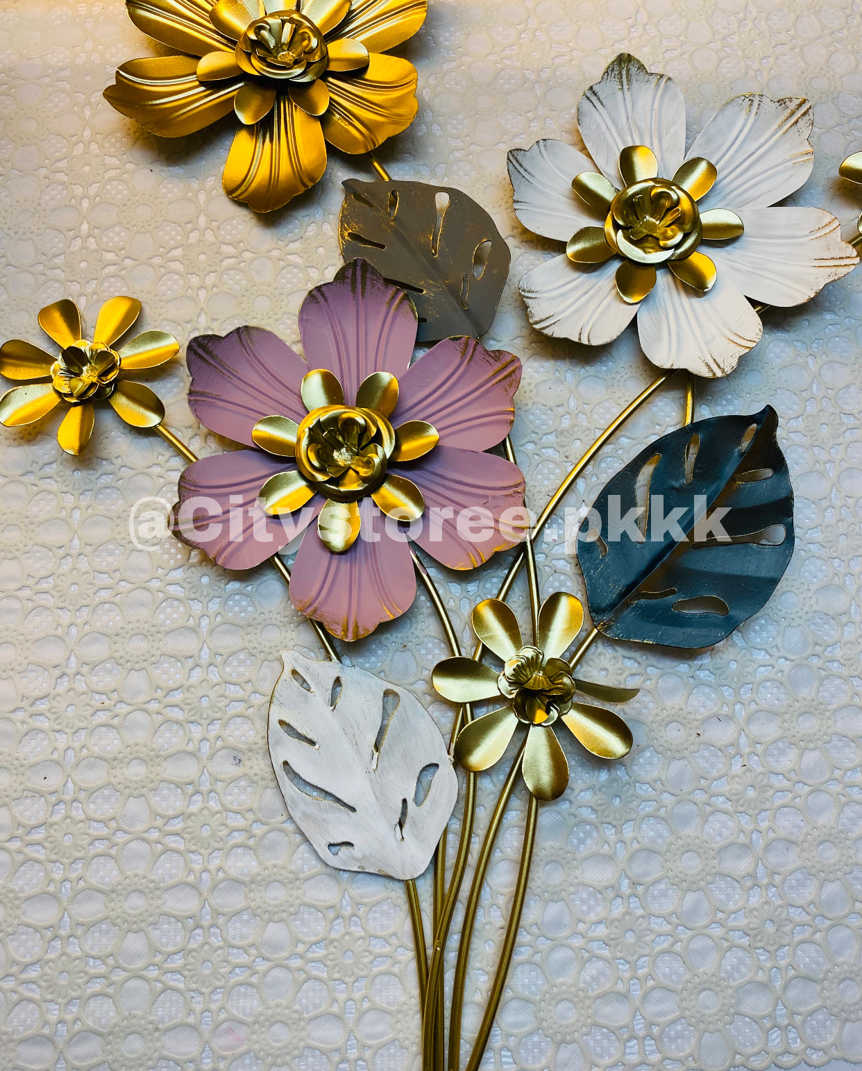 New Flower Golden Metal Wall Motif For Home Decoration Wall Decor