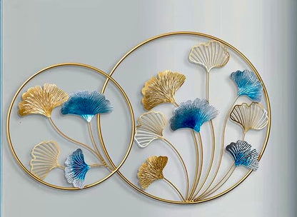 Round Metal Golden Leaf Wall Motifs for Home Decor