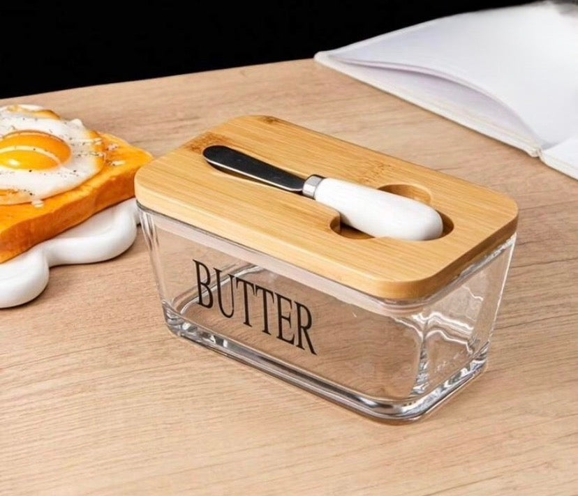 500ml Butter Dish Box with Wooden Lid