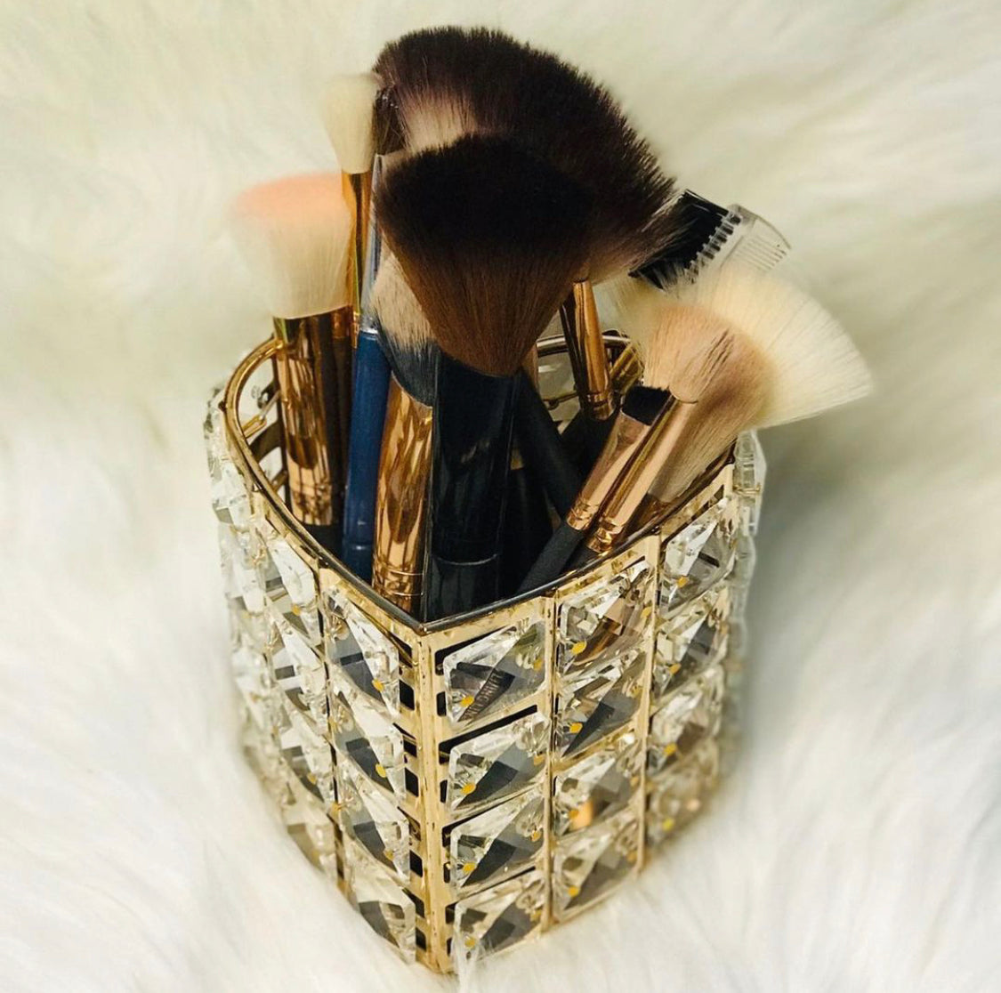 Heart Shape Crystal Makeup Brushes Holder
