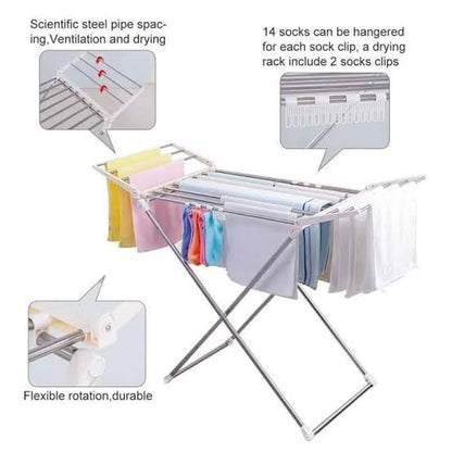 Indoor Balcony Folding Clothes Drying Rack Protable Laundry Dryer Hanger Shelf