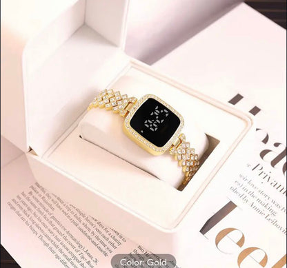 New Women Digital LED Smartwatch Crystal Bracelet