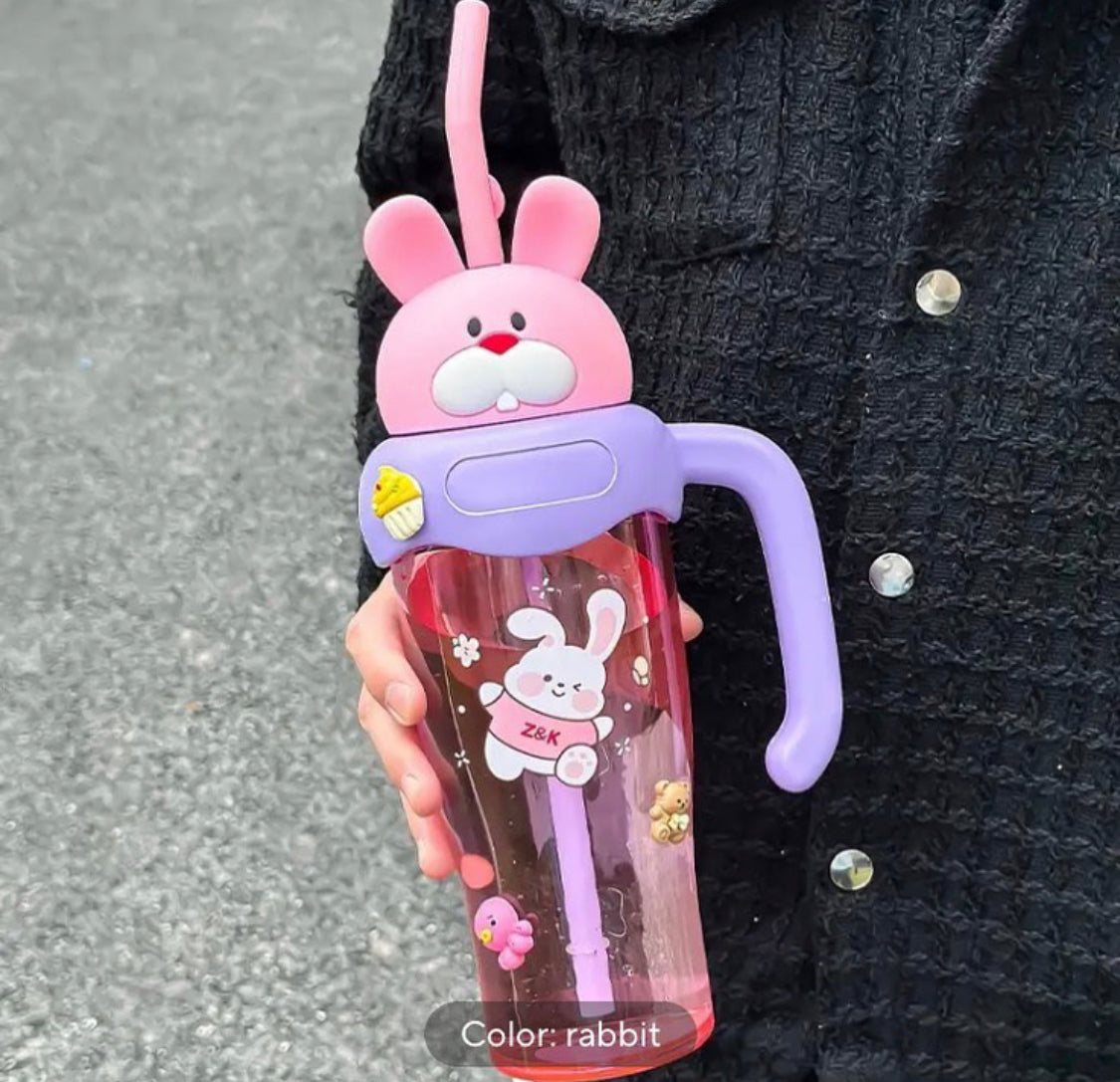 750 ml Bear Panda Tumbler Mug With Handle Straw