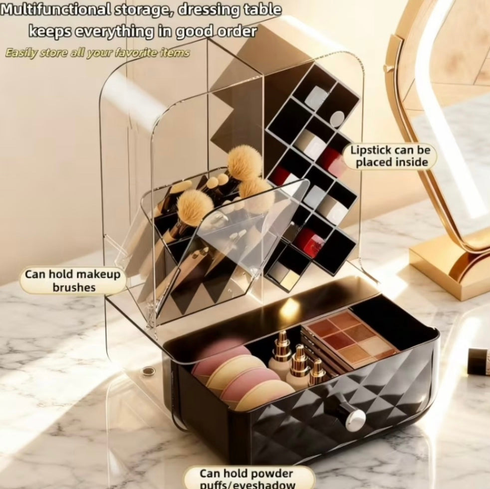 Dustproof Lipstick and Brush Holder with Drawer