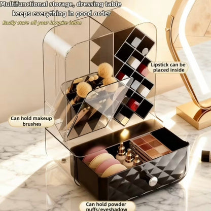 Dustproof Lipstick and Brush Holder with Drawer