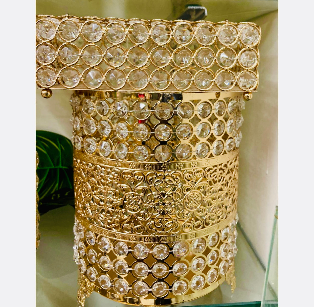 Crystal Metal Dustbin and Tissue Box Set