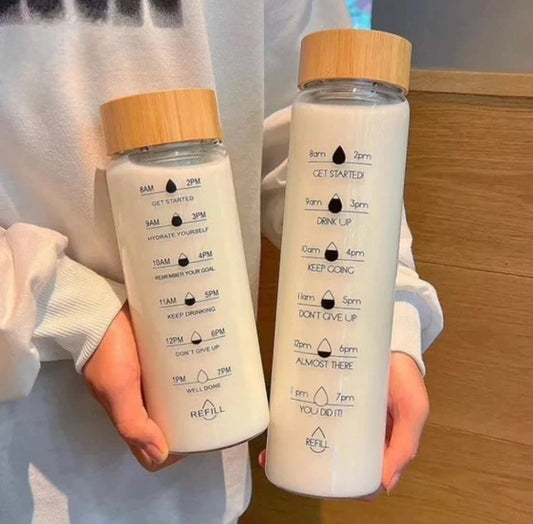 Glass Water Bottle with Wooden Lid